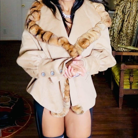 New Tomaso Stefanelli Chinchilla Fur Trim Coat 48 